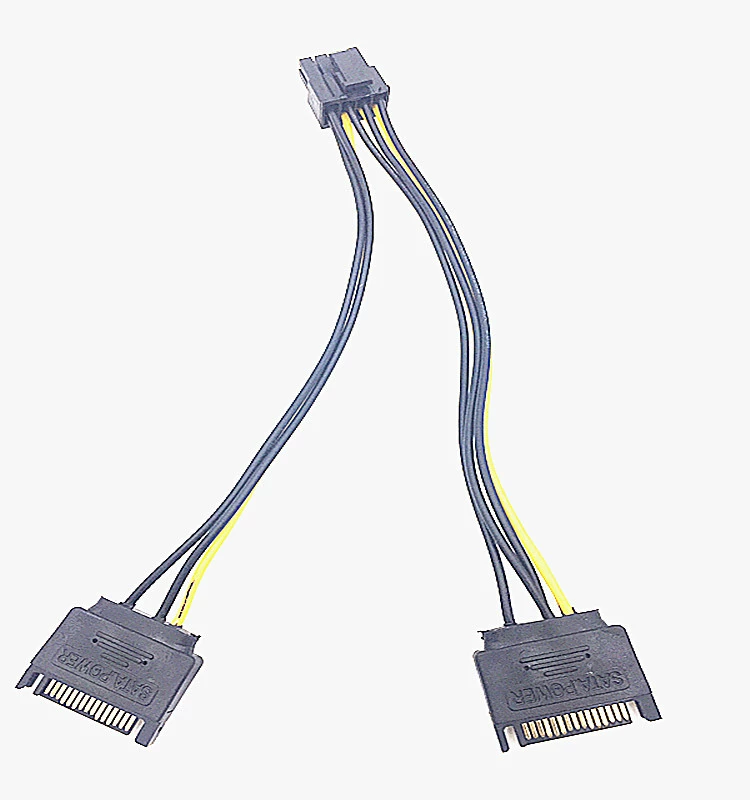 Двойной кабель питания SATA 15-пин на 8-пин PCIe, 20 см, для преобразования питания GPU
