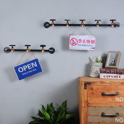 复古铁艺水龙头挂钩墙壁装饰创意门后衣帽挂钩酒吧网咖墙上装饰品|ru