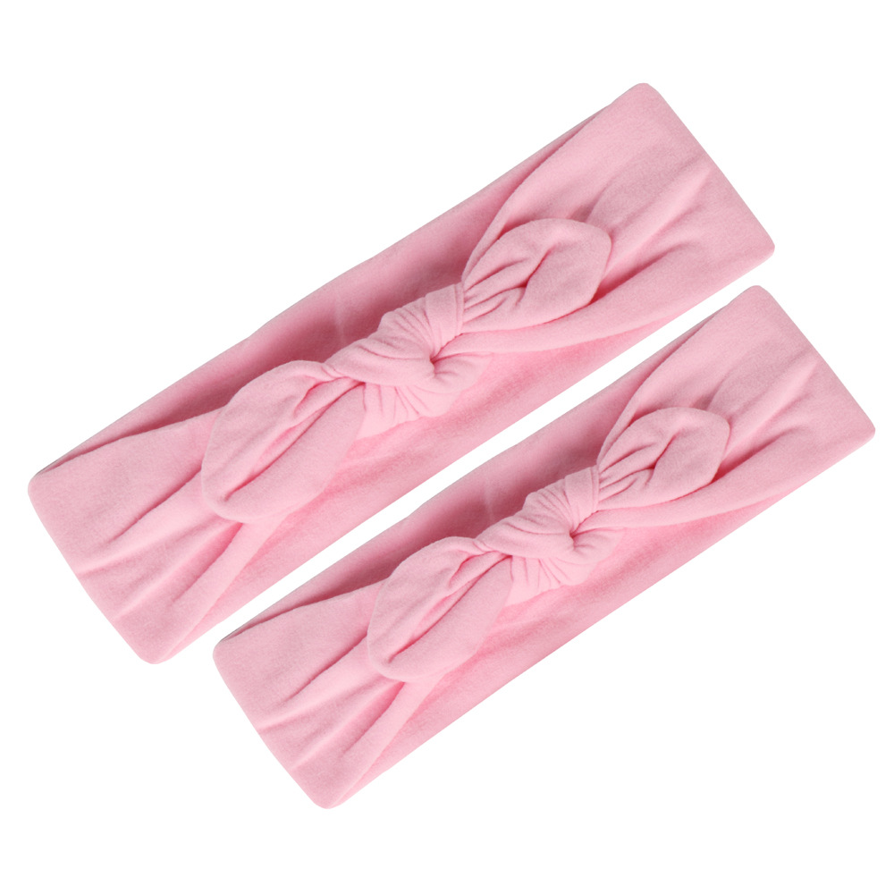 Mother Baby Rabbit Ears Hair Accessories Headband Knotted Bow Hairband Hairband Parent-child Stretch Cotton Headband Wholesale display picture 1