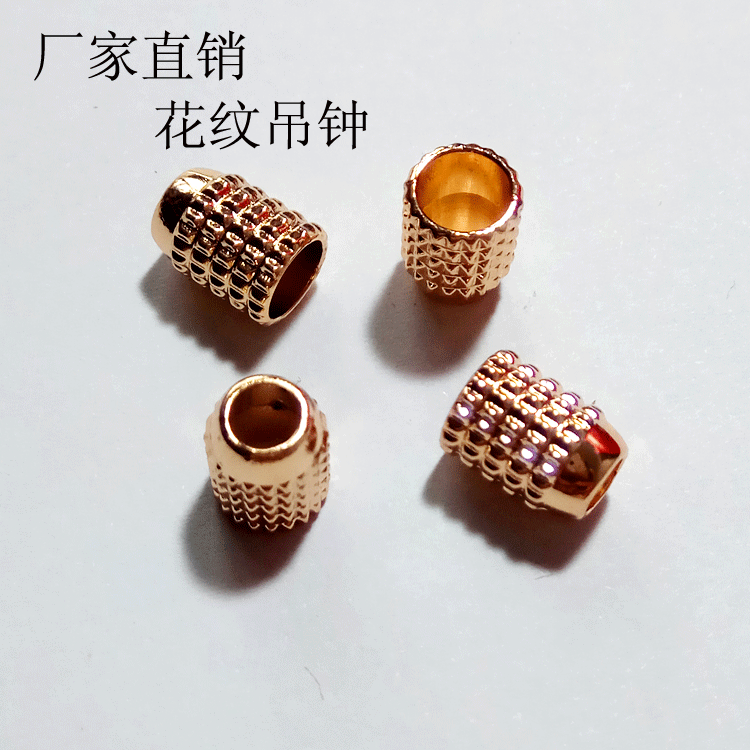 厂家直销合金抽绳花纹吊钟绳扣黄金卫衣锥形穿绳纽扣五金扣4mm