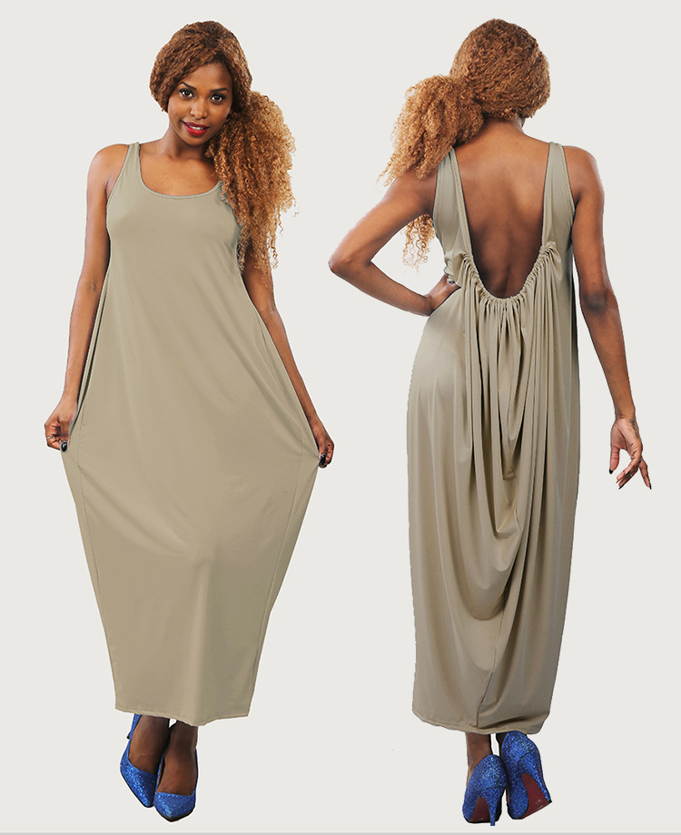 Backless Maxi Dress Loose Fit Sleeveless Available in 5 Colors Perfect for Summer Parties Wholesale Options