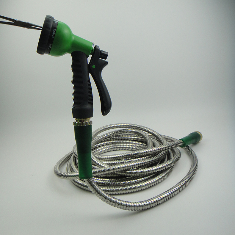 金属水管 双扣金属管花园水管8功能不锈钢双头编织管