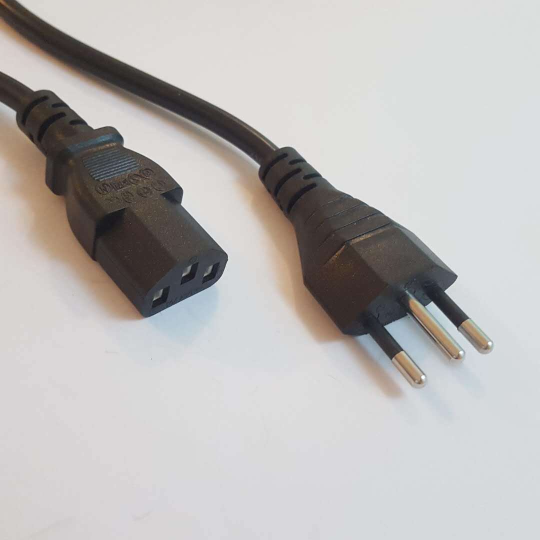 巴西带品字尾电源线 巴西三柱插头线 1.5平1.5米大功率适配对接线