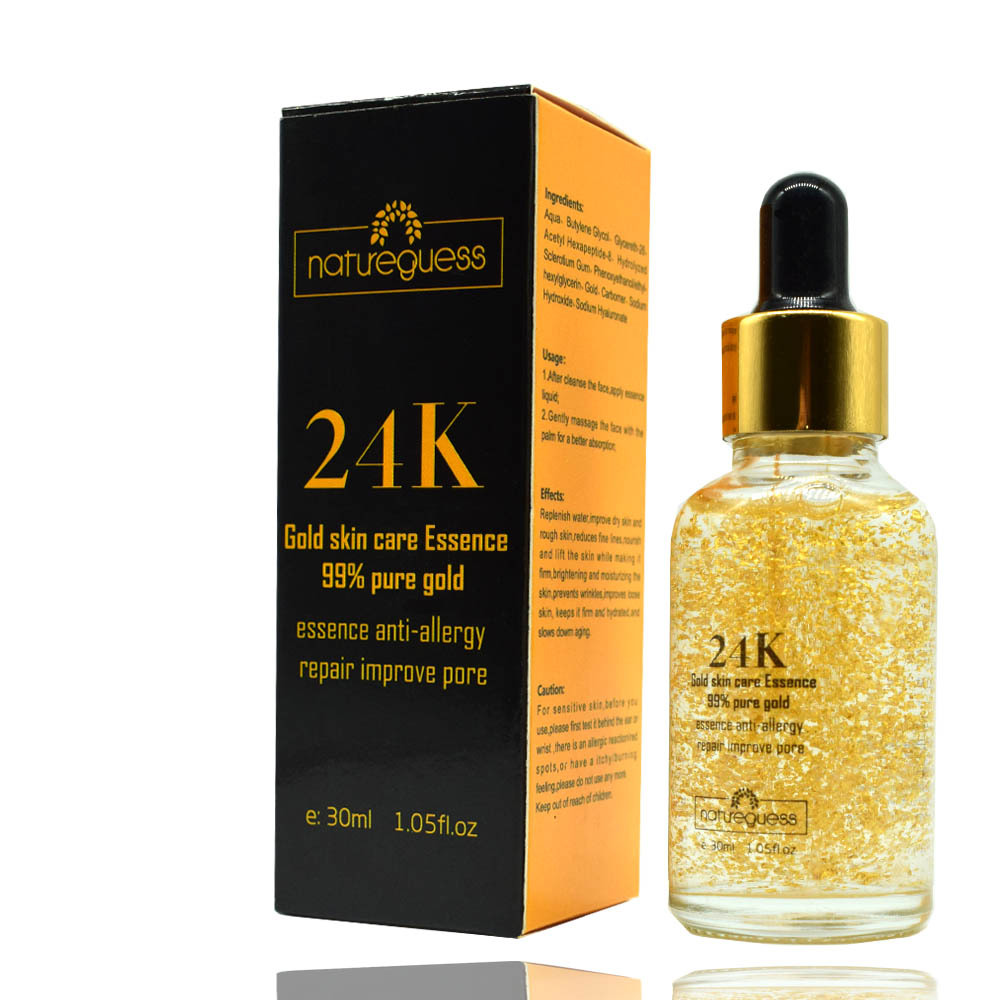 Cross-border special 24K gold Essence liquid Gold foil Essence liquid Peptides Wrinkle Desalination Hydrating 30ML