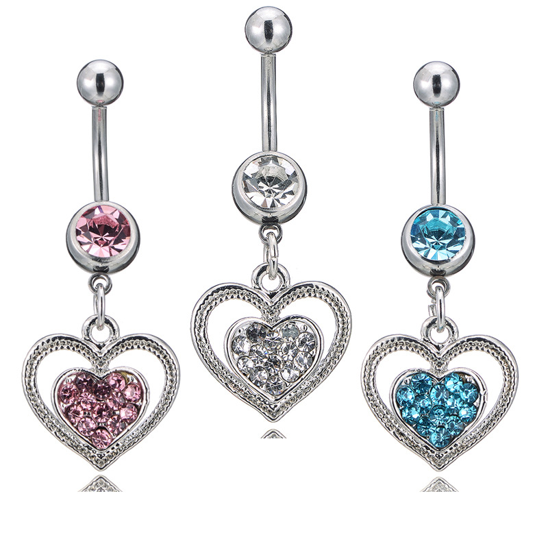 Fashion Heart Rhinestone Belly Ring display picture 1