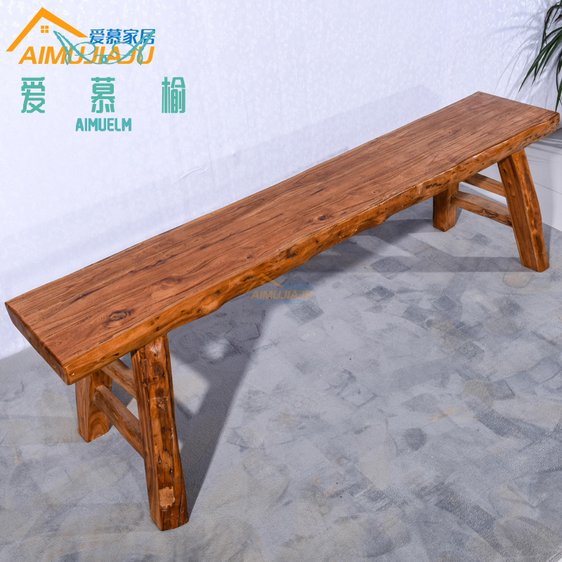 Manufactor Direct selling Chinese style Old Elm Strip stool solid wood Strip Wooden bench Large table Matching solid wood stool