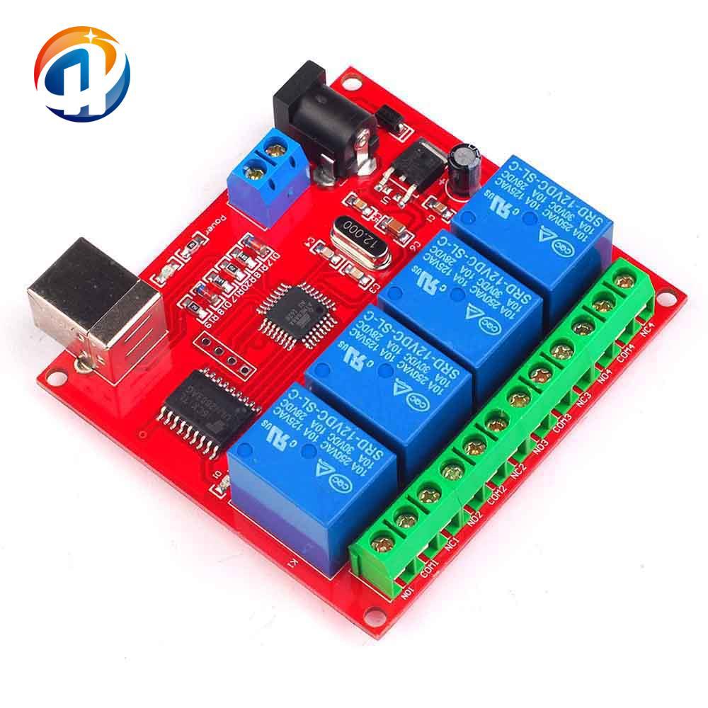 New 4-Channel 12V Computer USB Control Switch Relay Module PC Smart Controller