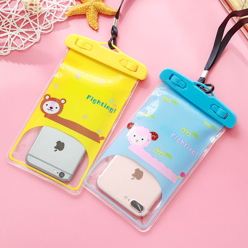 Mobile phone waterproof bag transparent colorful animal PVC cartoon mobile phone bag sealed outdoor selling diving bag camera bag