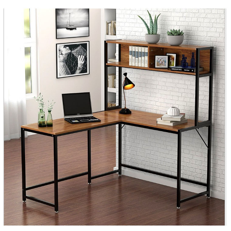 Modern Simple Plate-type Corner Computer Desk Easy to Assemble Household Office Desk with Storage Rack Desk Study Table