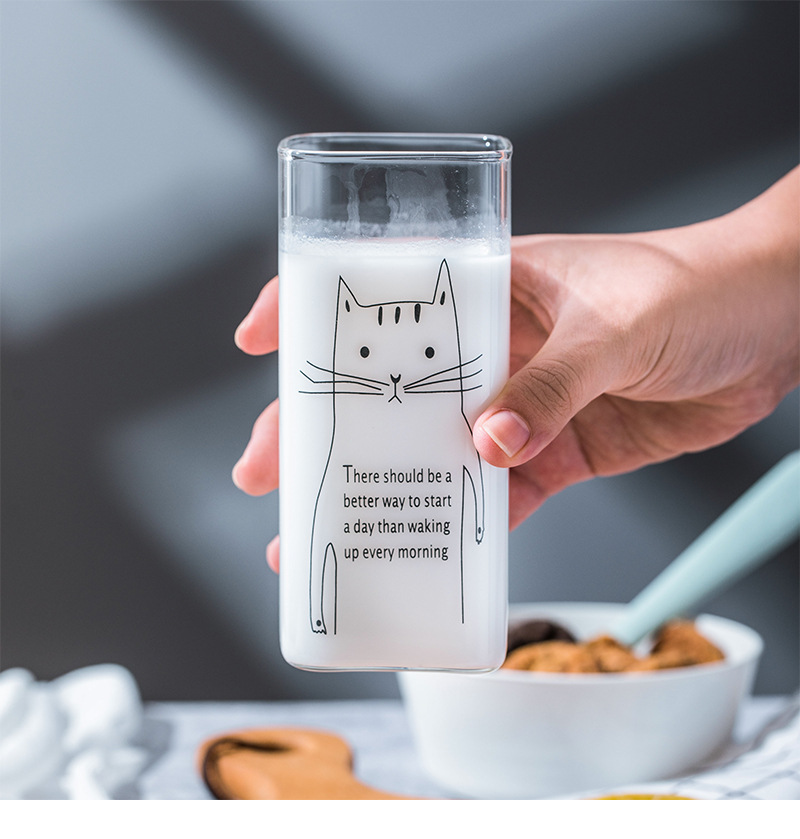 157g Weight Water Bottles Kitchen and drinking utensils 1 Piece Quantity Daily Occasion High Borosilicate Glass Material Animal Pattern Cute Style Cute Animal High Borosilicate Glass Water Bottles 1 Piece 2