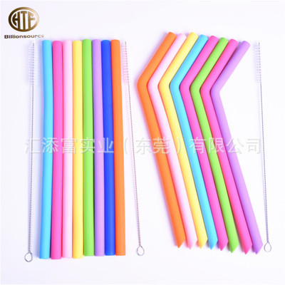 Manufactor wholesale silica gel straw colour Bending Curled up silica gel straw 7 fonts Silicone straw