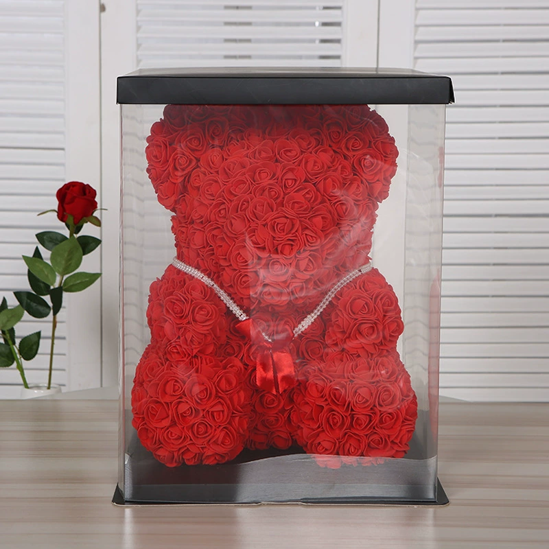 Rose bear foam eternal roses, decorative teddy gift, foam‑rose bear, sizes 23×16–70×55 cm