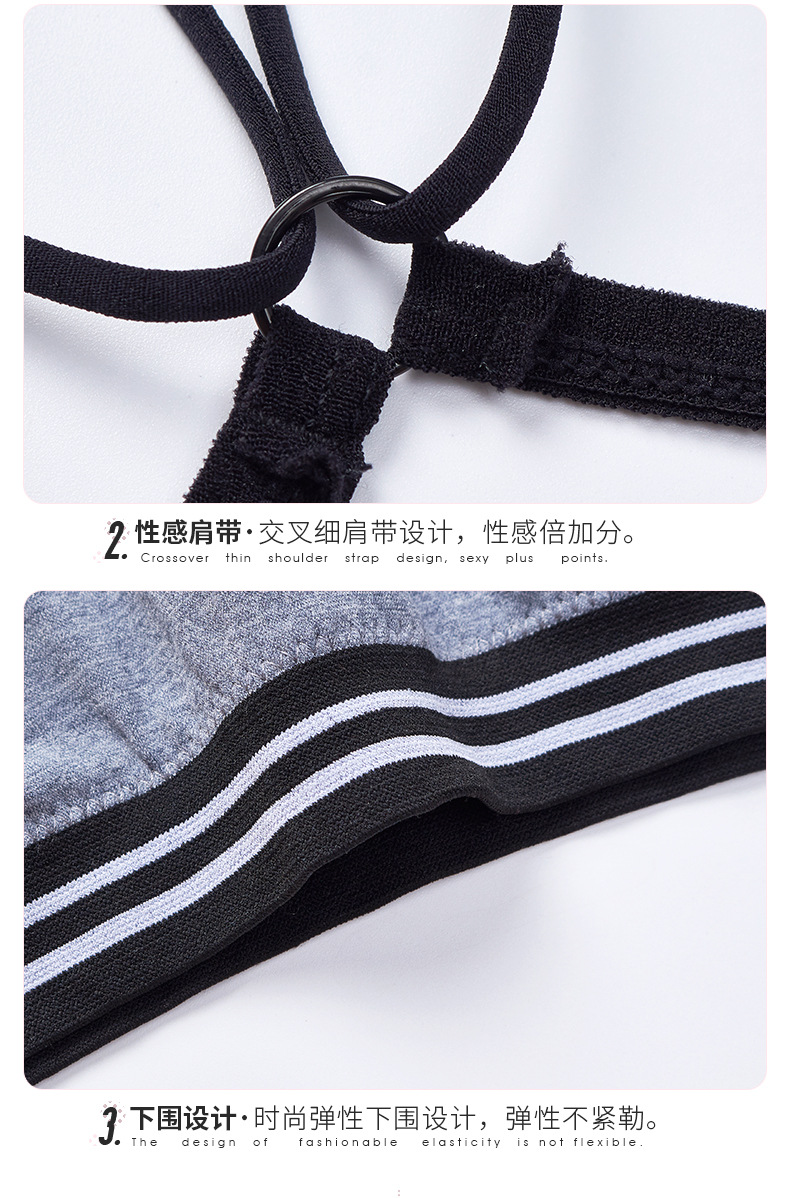 Factory direct sales: Sexy, breathable back, chest-hugging, no steel rings, comfortable base, yoga, running, sweat-absorbing sports underwear for women detail image 11