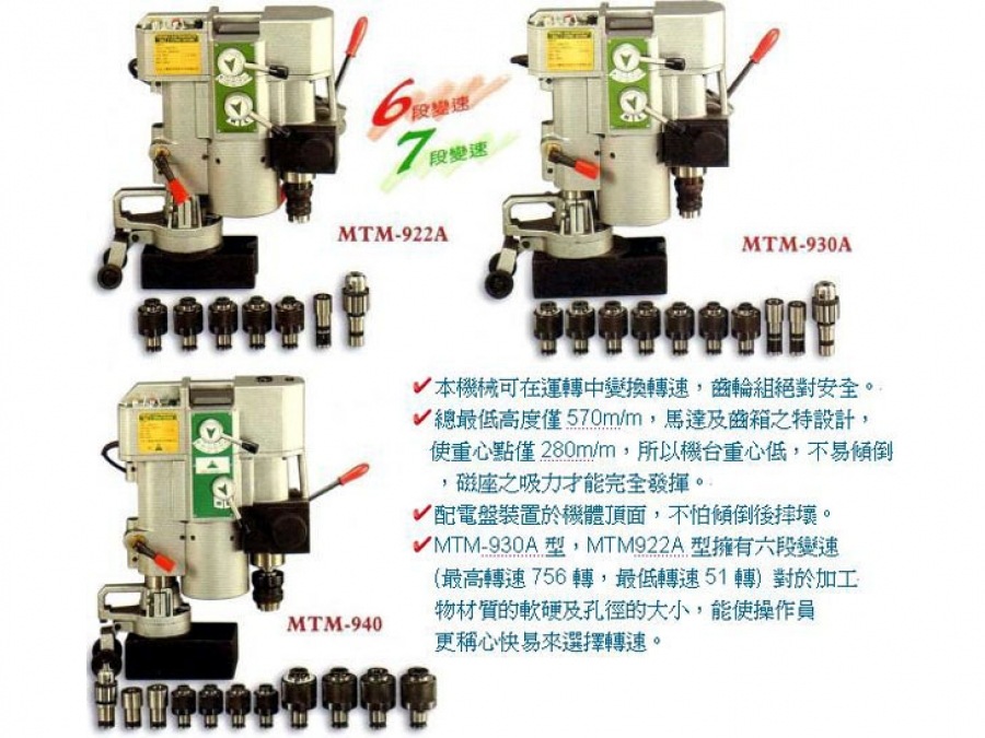 台湾亚亮YL磁性钻孔机 MTM922A，MTM-930A，MTM-940