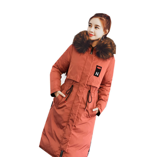 cold-proof clothes cap-and-collar Long-style cotton jacket 