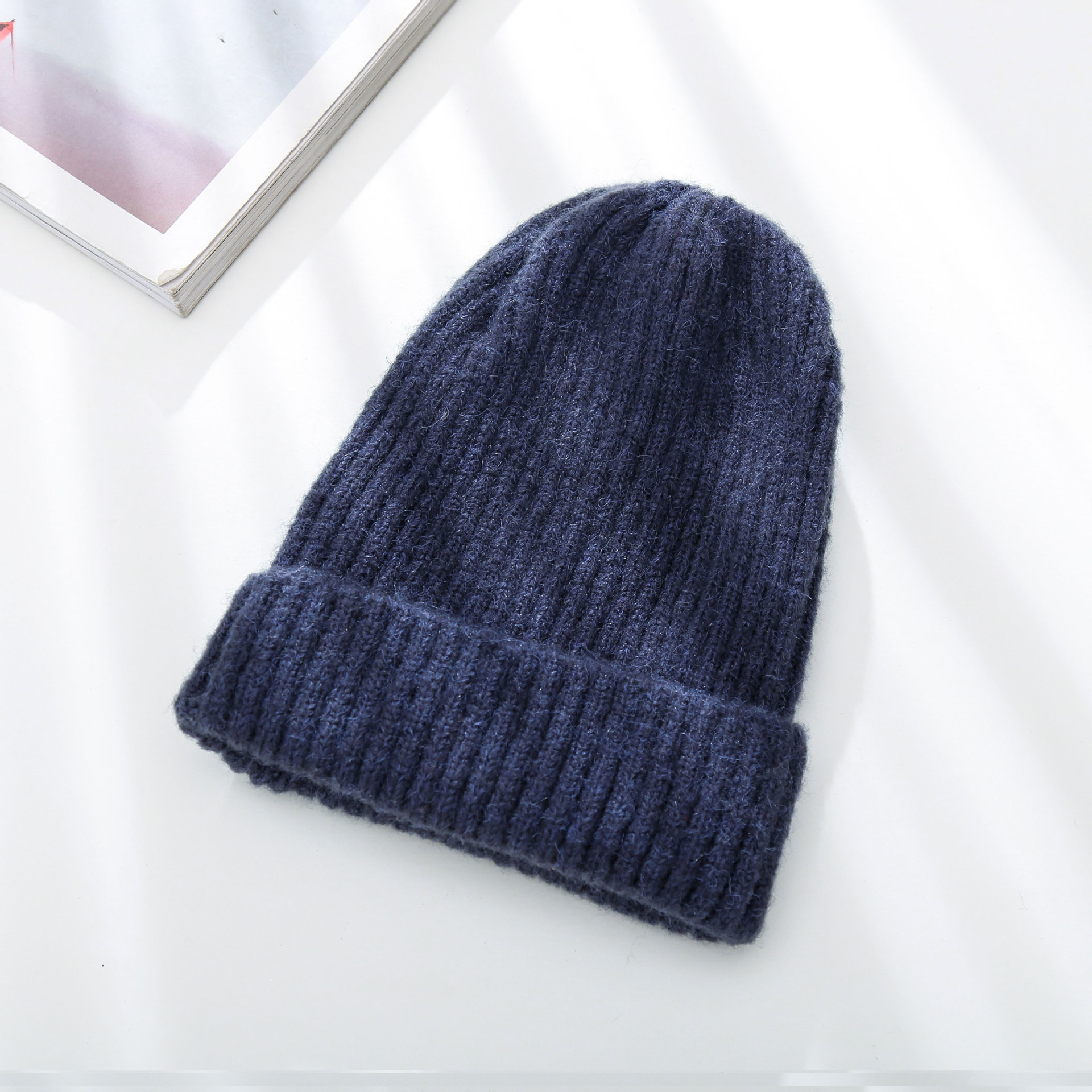 Pure Color Wild Knit Outdoor Winter New Thick Warm Woolen  Hat Cap display picture 5