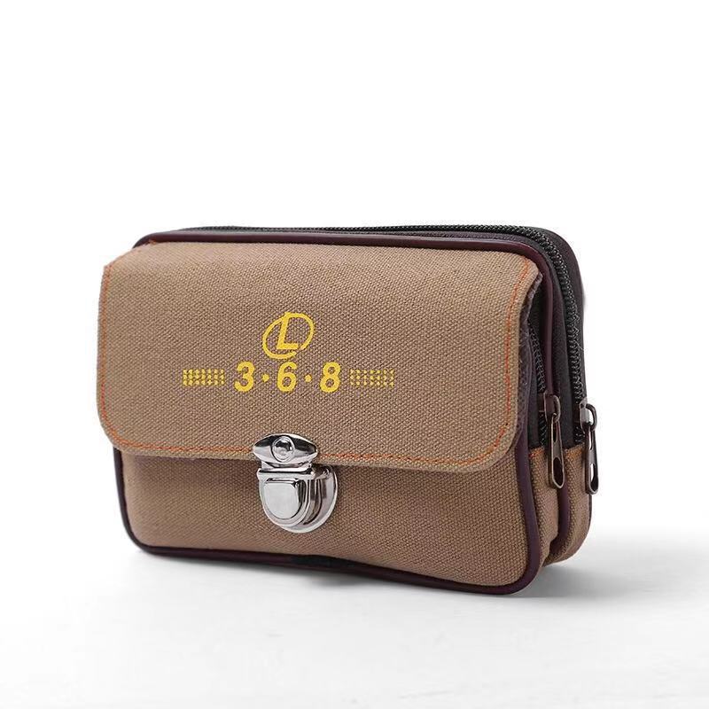 Multi-Function Interlock Horizontal Leisure Hanging Bag Men's Mobile Phone Bag Wear Belt Belt Belt Canvas Wear-Resistant Manufacturers Wholesale Specification drawing
