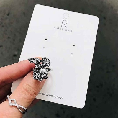 2018韩国进口新款复古做旧可爱小兔子开口可调节戒指指环手饰品女