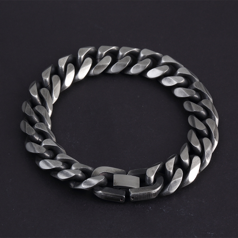 Retro Geometric Solid Color Titanium Steel Stoving Varnish Men's Bracelets display picture 1