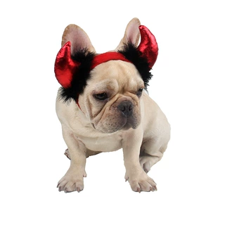 万圣夜宠物用品厂Halloween猫饰品牛角帽吸血鬼小恶魔亮片牛角帽