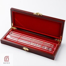 铭匠厂家批发定 制红木筷子银器勺子木质礼盒一双两双餐具包装盒