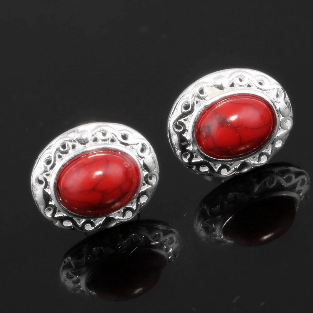 Новые инкрустированные бирюзовые серебряные серьги-гвоздики полые бирюзовые винтажные женские серьги-гвоздики желание