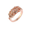 Golden stone inlay, zirconium, wedding ring, wish, 18 carat, pink gold, micro incrustation, European style, wholesale