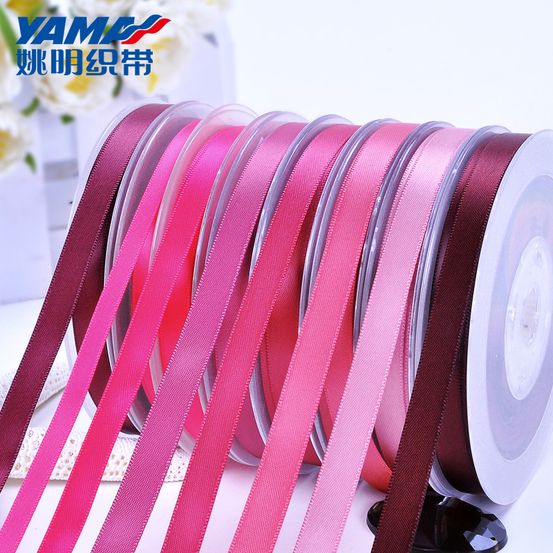 Yao Ming cinta de doble cara al por mayor DIY accesorios para el cabello cinta de poliéster de color 89mm serie roja 185-290