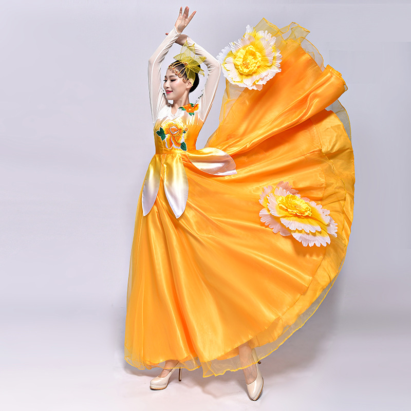 开场舞大摆裙2023新款大气演出服成人女现代舞蹈服装合唱服舞台装-阿里巴巴