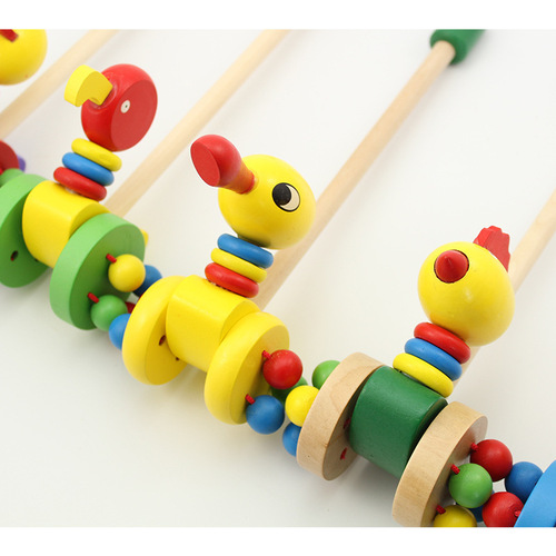 Factory direct sales cartoon animal children's stroller toy baby wooden 0-1-3 year old baby walker wooden