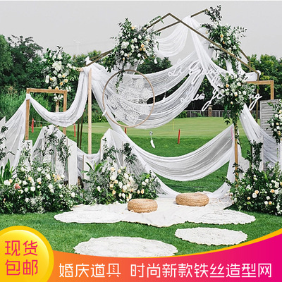 婚庆瑞士软纱网 婚庆帷幔纱顶纱婚礼椅背纱吊顶纱户外婚礼布置纱|ru