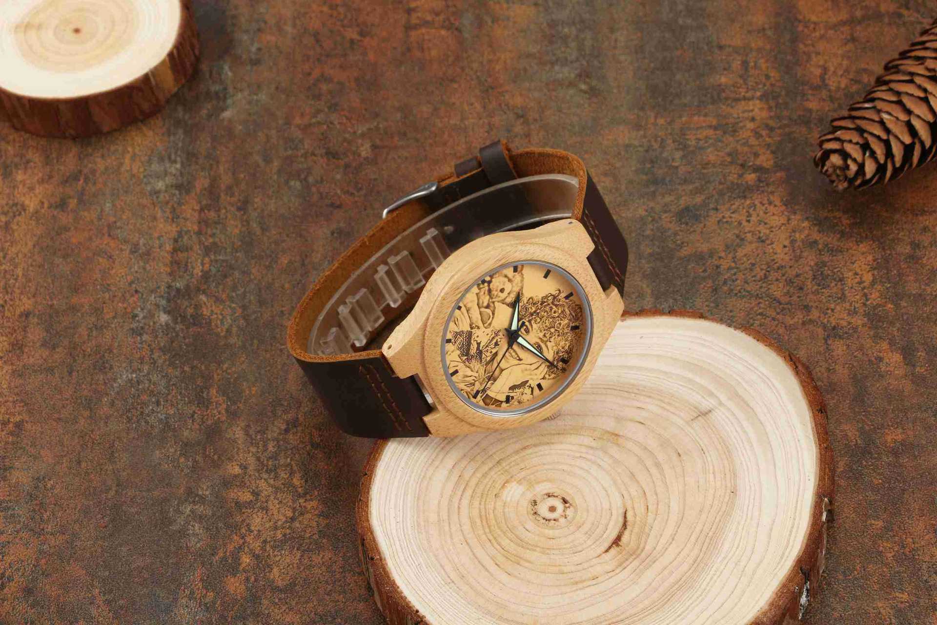 Personalized Custom Photo Wooden Watch Dark Brown Watch
