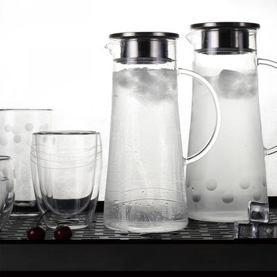 批发玻璃冷水壶耐热家用礼品透明大容量防爆果汁壶玻璃凉水壶套装