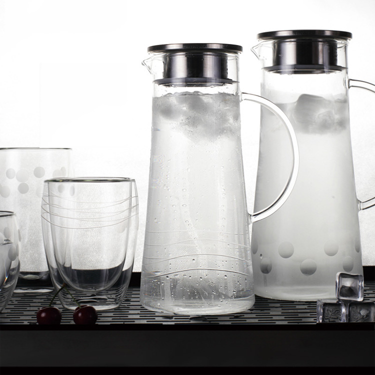 批发玻璃冷水壶耐热家用礼品透明大容量防爆果汁壶玻璃凉水壶套装