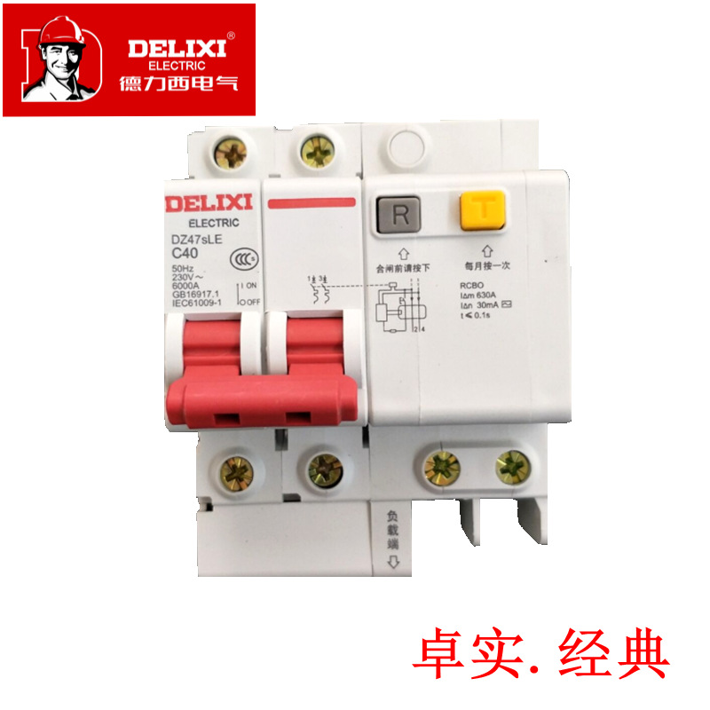 德力西空气开关断路器 DZ47SLE 2P+N C40A 家用总开关 总漏电开关|ms