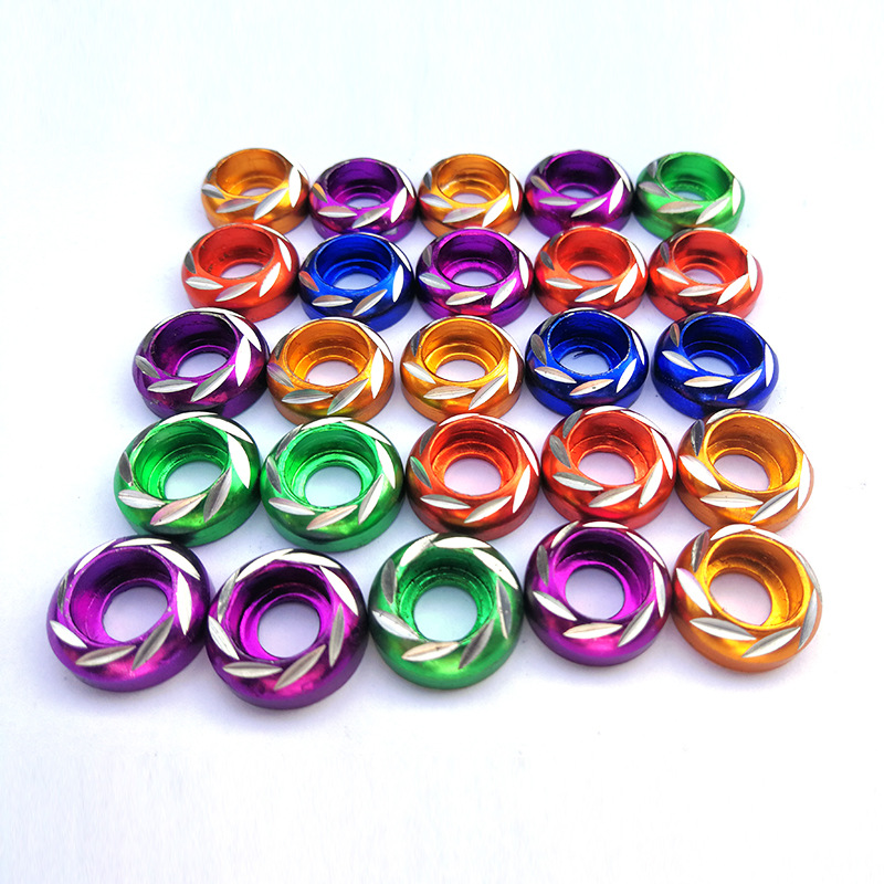 摩托车改装配件改装彩色螺丝雕花牌照螺丝帽彩色垫片彩色雕花螺丝|ms