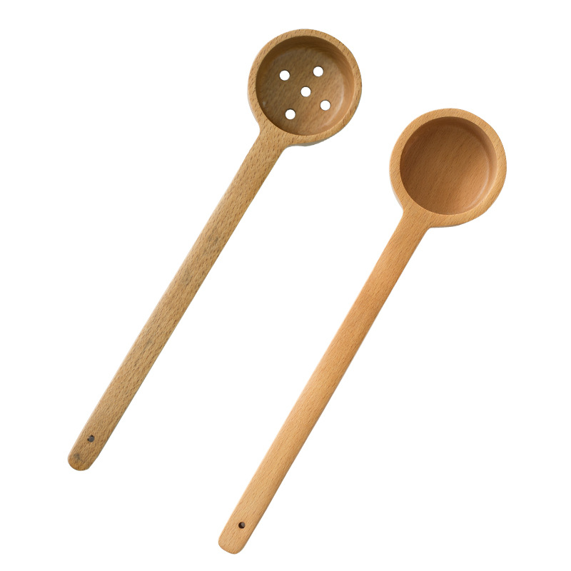 榉木长柄木勺计量木勺木质水勺奶粉勺咖啡勺大中小三件套