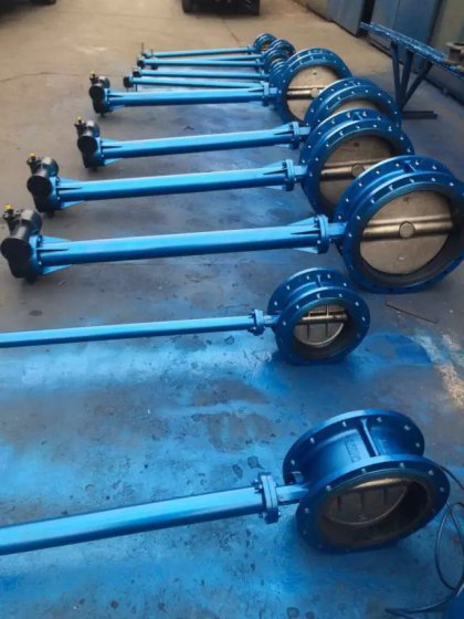 非标电动对夹加长杆蝶阀DN500带长杆法兰电动蝶阀DN600加长杆蝶阀