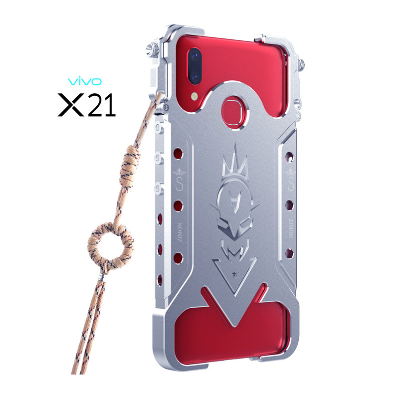 SIMON Mechanical Arm Skull Punk Premium Aluminum Metal Bumper Shockproof Case Cover for vivo X21 & vivo X21 UD