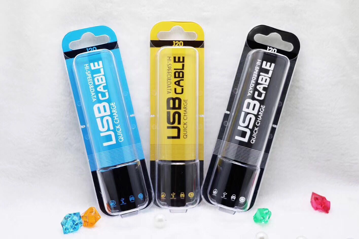 手机数据线硬盒usb cable快速充电线透明盒英文包装现货批发定制