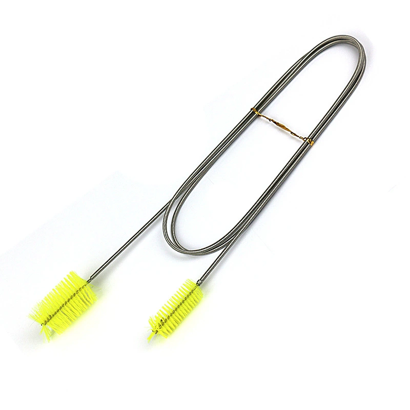 Аквариум шланг жесткая трубка щетка для очистки фильтра баррель впускной и выпускной трубы щетка из нержавеющей стали пружинная щетка двойная щетка стеклянная трубка