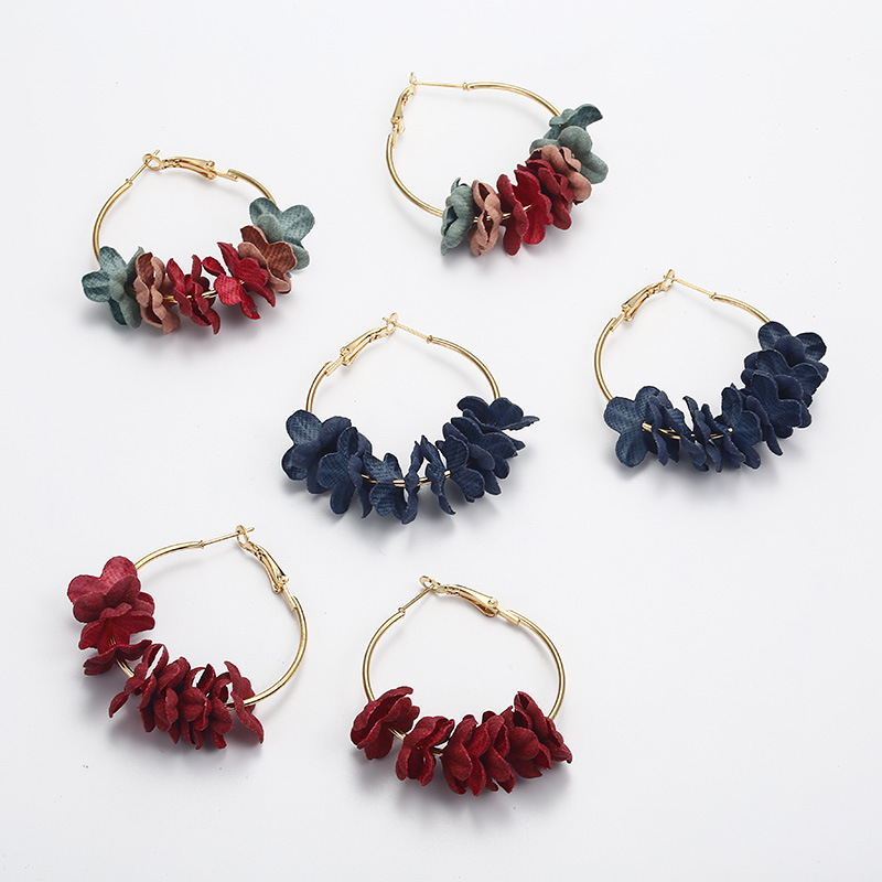 Korean Cloth Flower Alloy Earrings display picture 1