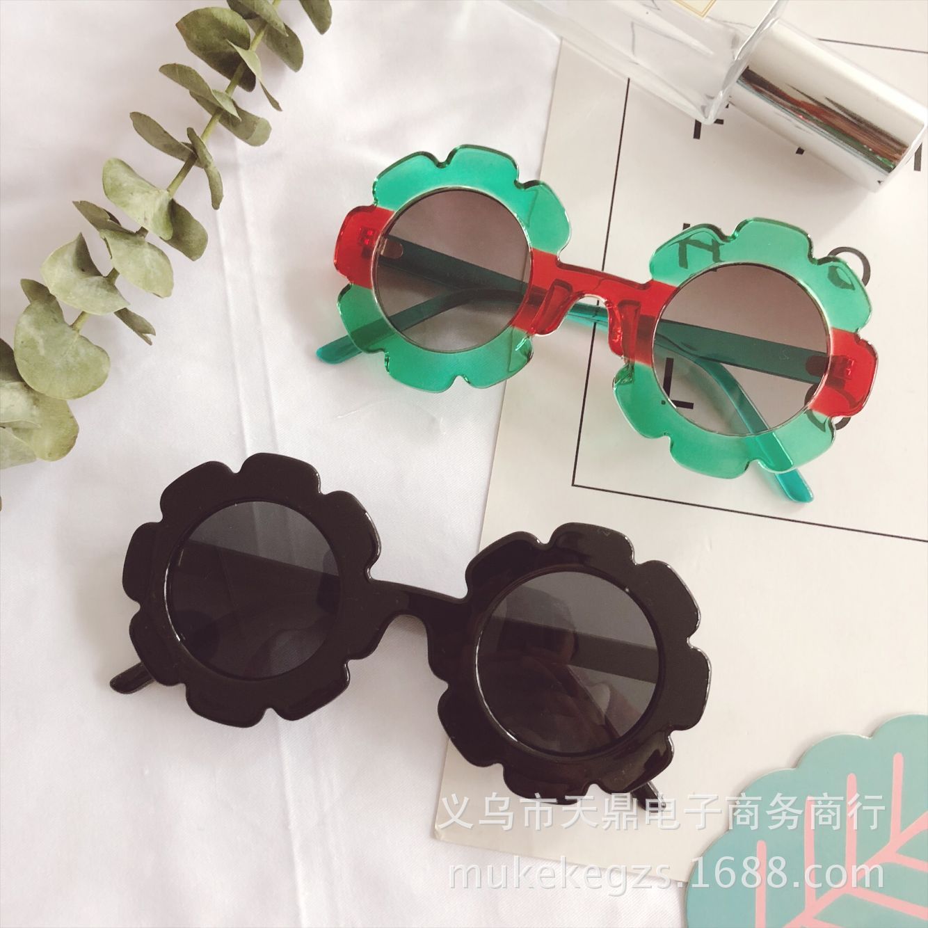 New personality small flowers children flat sunglasses summer UV protection baby sunglasses wholesale