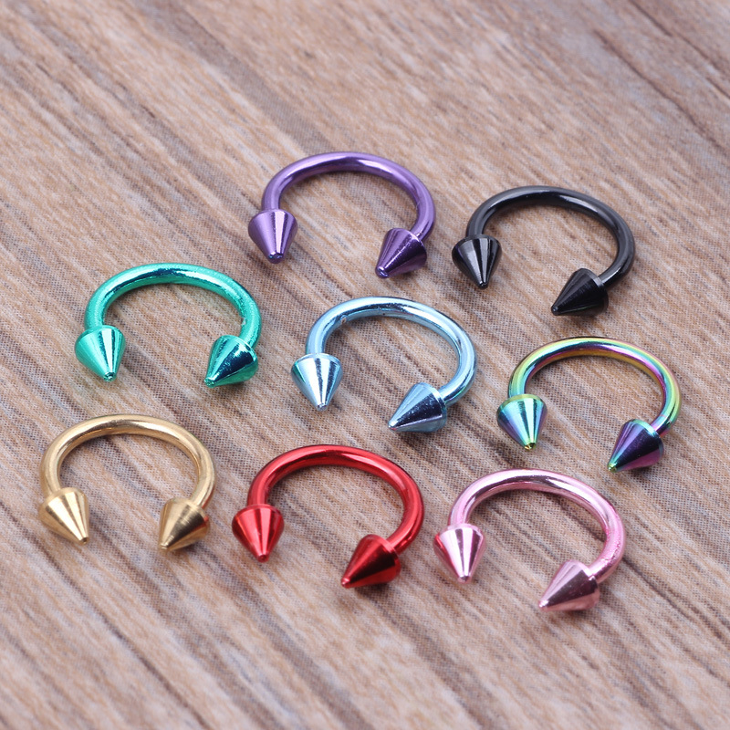 8 Mixed Color Stainless Steel Nose Ring Nose Nail Set - 8pcs Body Piercing Jewelry detail image 10