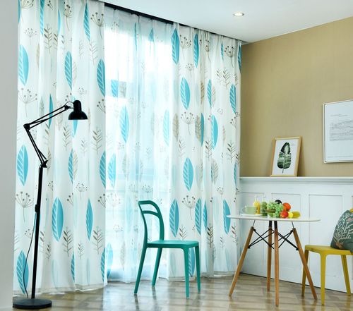 Minimalist modern Nordic plant cotton linen personalized curtains living room bedroom study American finished curtains with leaves