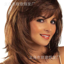 欧美假发批发义乌厂家直销一件代发高温丝假发梨花头 外贸假发