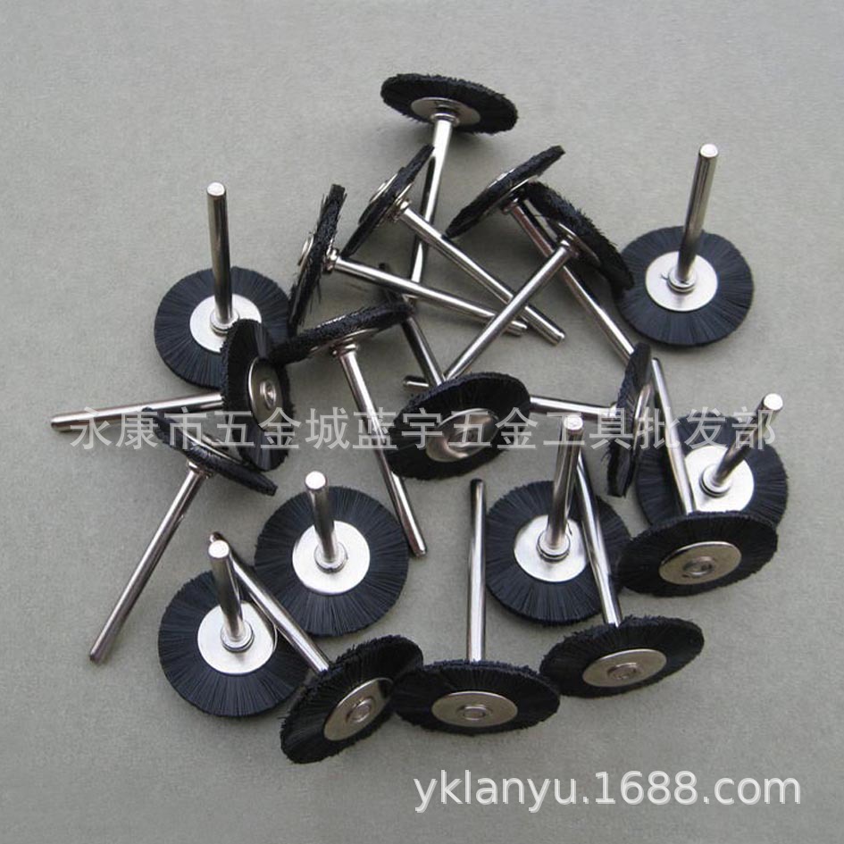 迷你尼龙丝平型刷 平型尼龙丝轮带柄T型除锈轮打磨抛光刷电磨配件