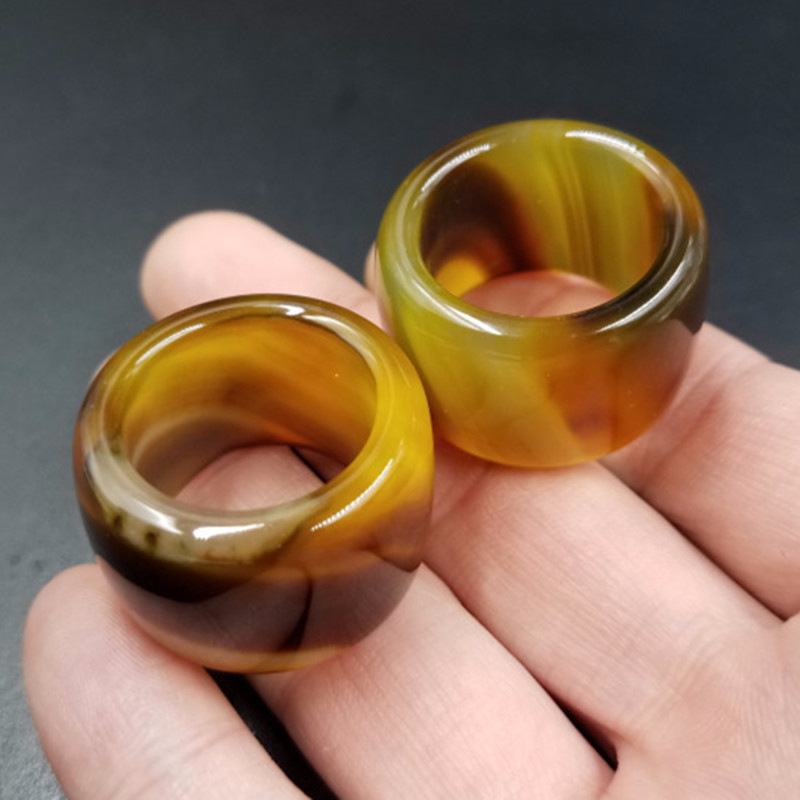 批发 玉石戒指a货玛瑙玉髓扳指 咖啡色玛瑙扳指男女同款指环