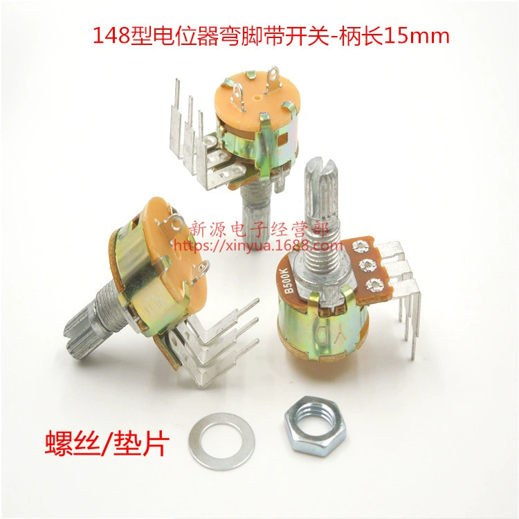 Одношарнирный потенциометр WH148 B500K изогнутая ножка с переключателем потенциометра усилителя 500K длина ручки 15 мм