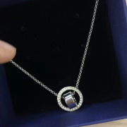 施家时来运转圆形项链925纯银材质白金玫瑰金色两色可选 送礼必备